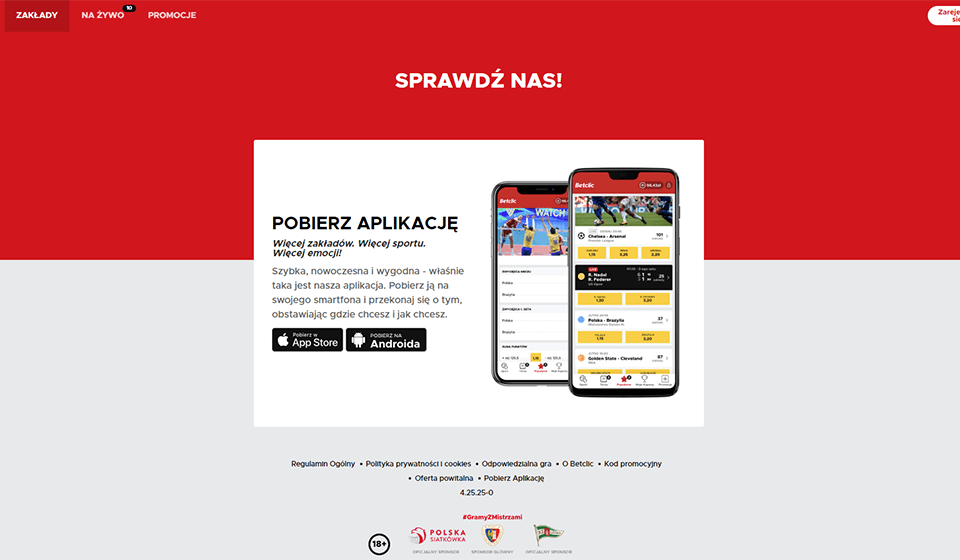 Betclic aplikacja mobilna - iOS oraz Android