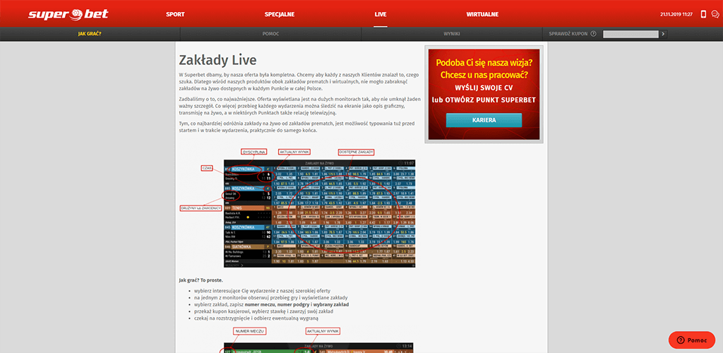 Superbet strona zakładów na żywo